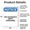 Signmission Non-Hazardous Empty Containers OSHA Notice Sign, Plastic, 10in W x 14in L, 2PK OS-2PACK-NS-P-1014-V-15069 - alternate 5